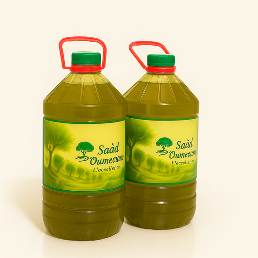 🏷️ Huile d’olive vierge – Lot de 2 bouteilles (10 litres) + 2 savons artisanaux