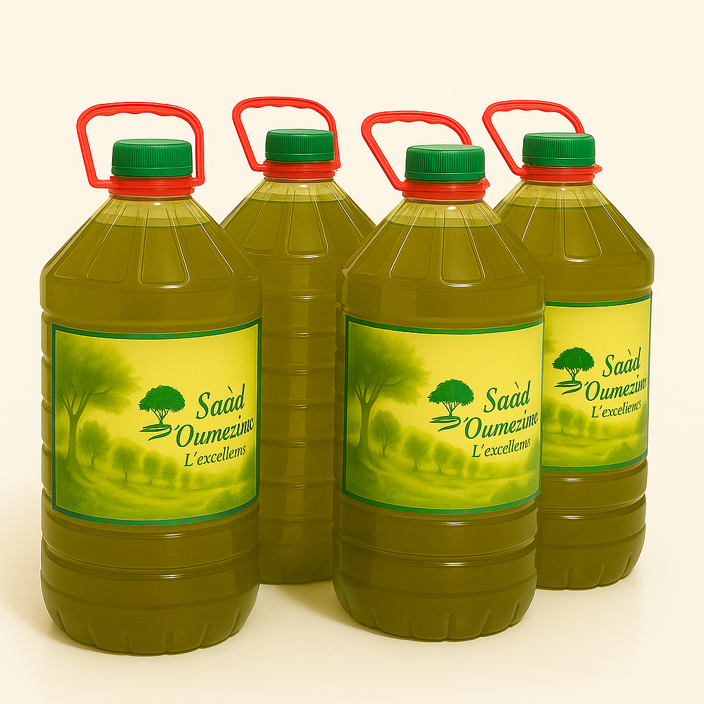 🏷️ Huile d’olive vierge – Lot de 4 bouteilles (20 Litres) Description :