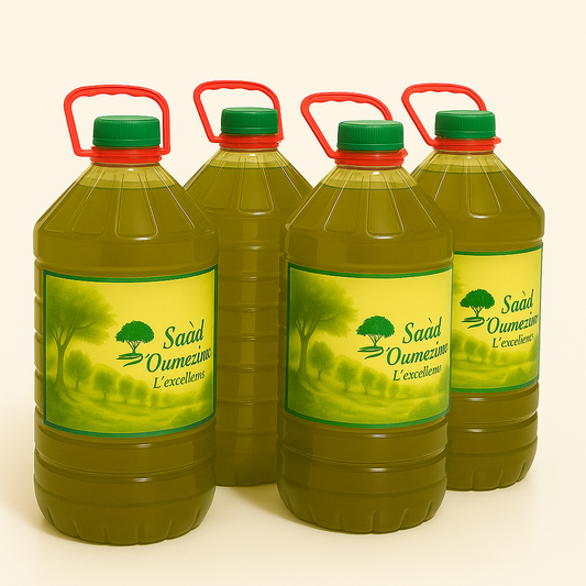 🏷️ Huile d’olive vierge – Lot de 4 bouteilles (20 Litres) Description :